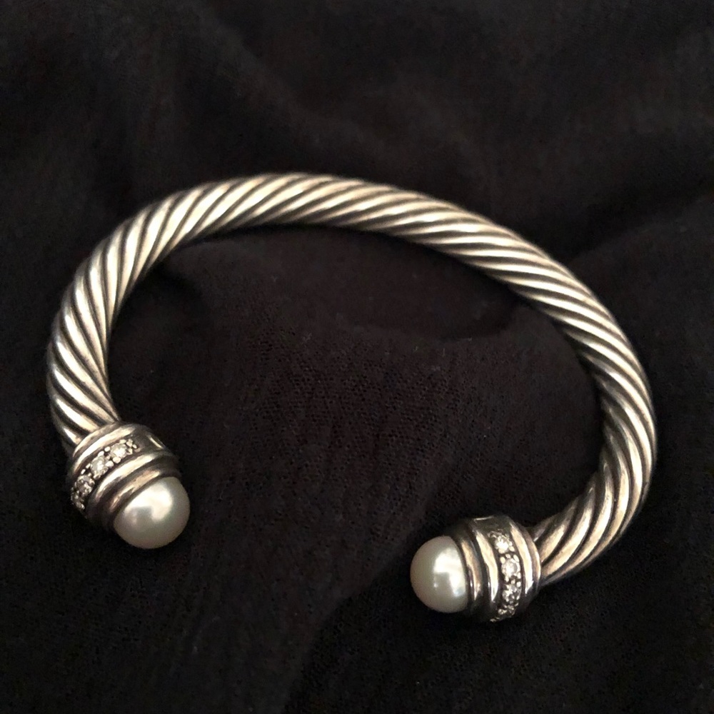 David yurman cable bracelet diamond and pearls